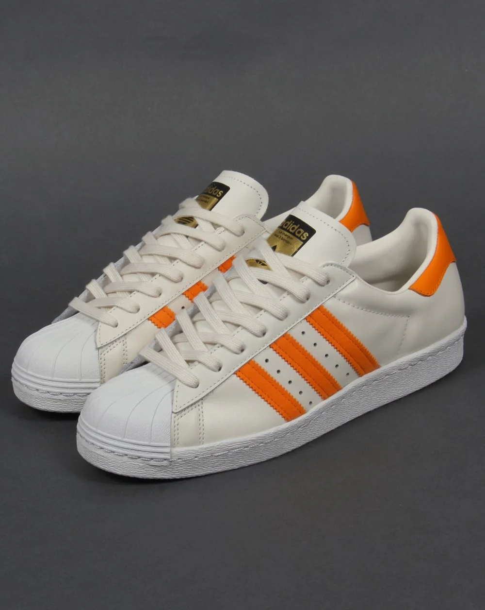 Adidas Superstar 80s Trainers Off White/Orange - Image 4