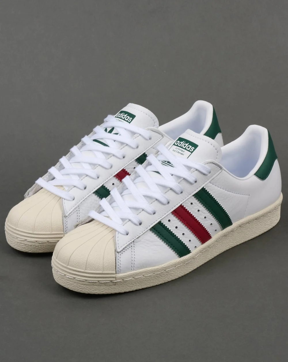 Adidas Superstar 80s Trainers White/Green/Ruby - Image 3