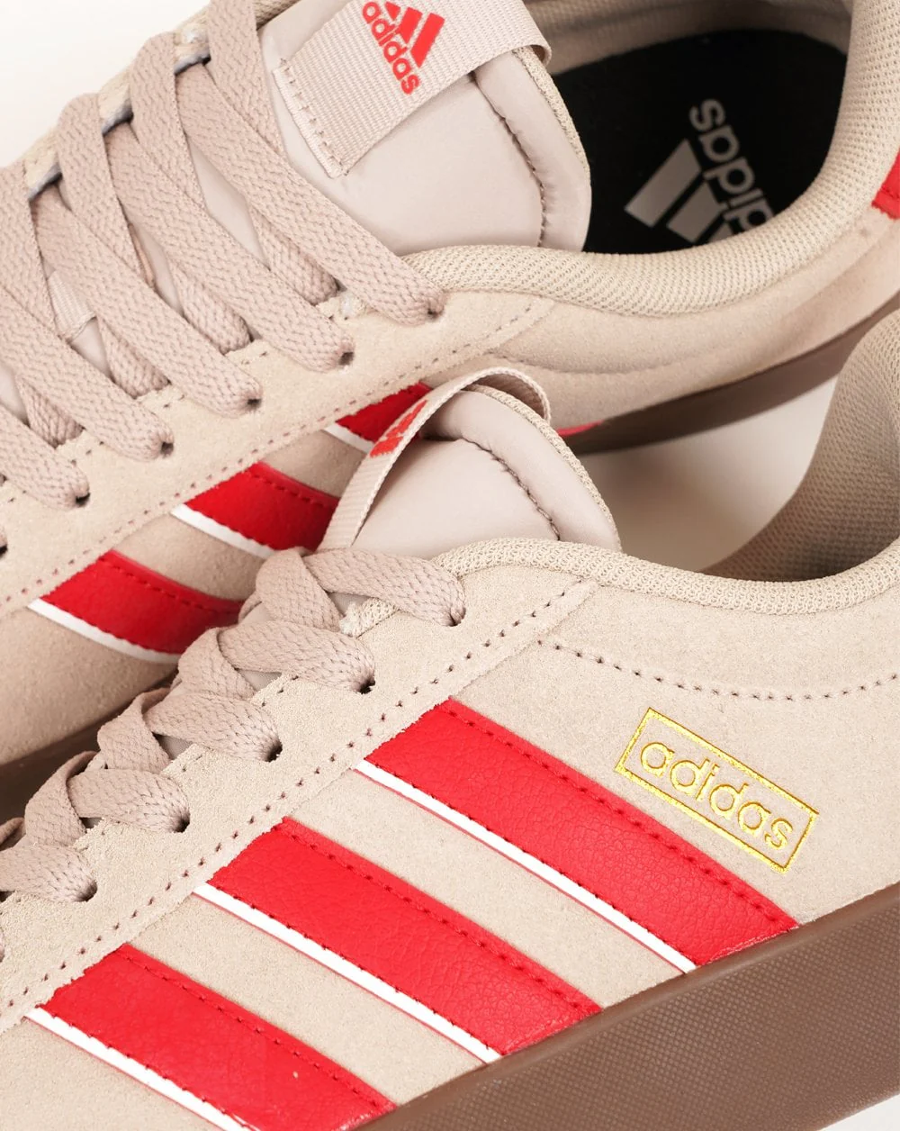 Adidas VL Court Trainers Stone /Scarlet - Image 3