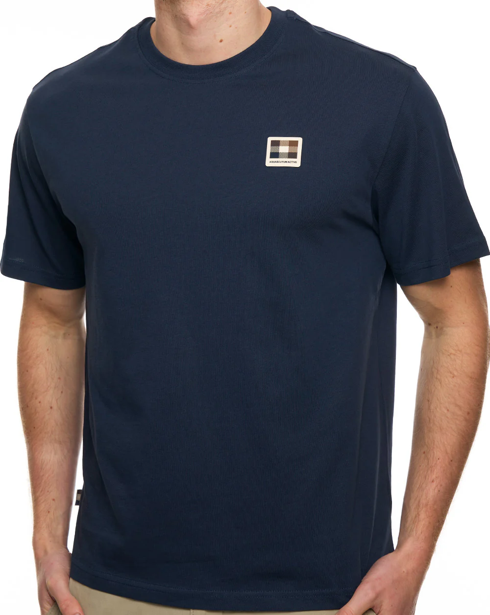 Aquascutum Badge T Shirt Navy - Image 2