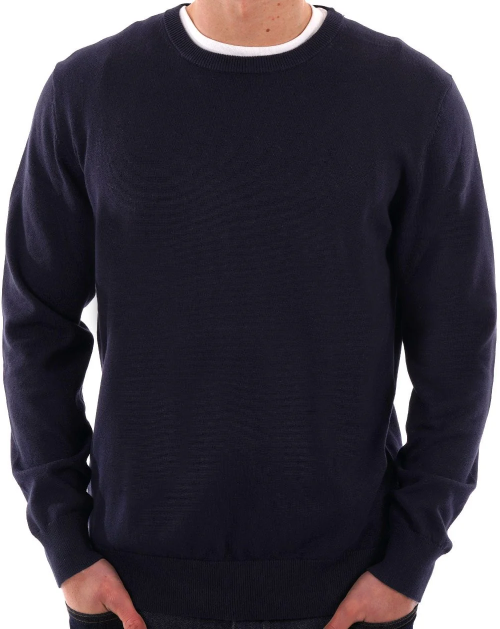 Aquascutum Check Elbow Patch Knit Jumper Navy - Image 3