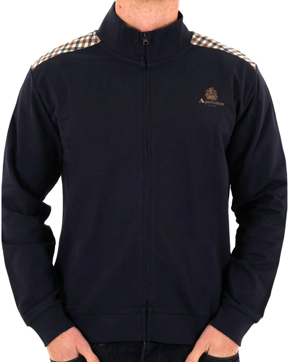 Aquascutum Club Check Detail Track Top Navy - Image 3