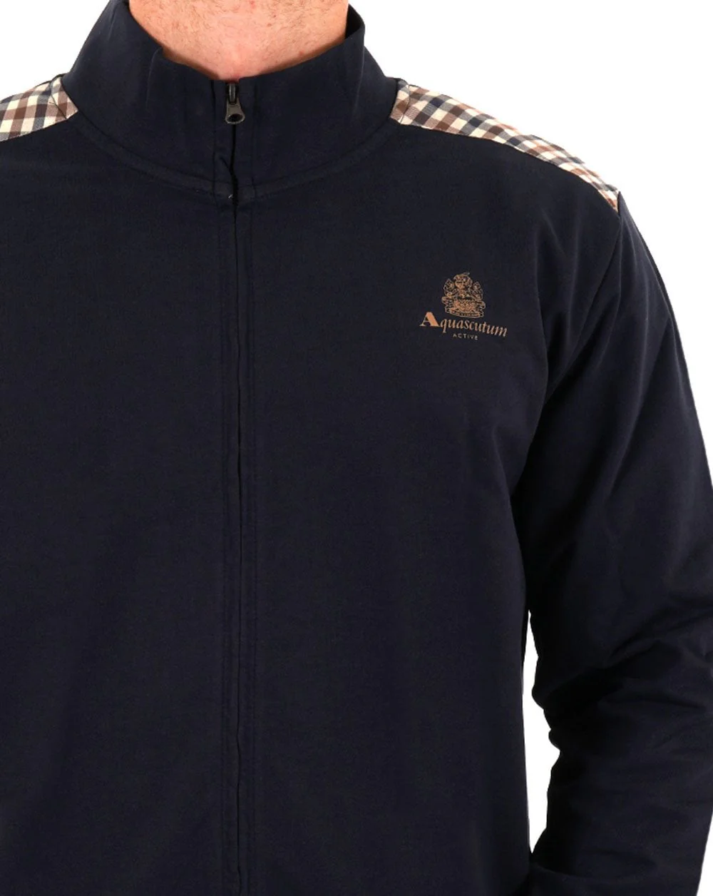 Aquascutum Club Check Detail Track Top Navy - Image 4