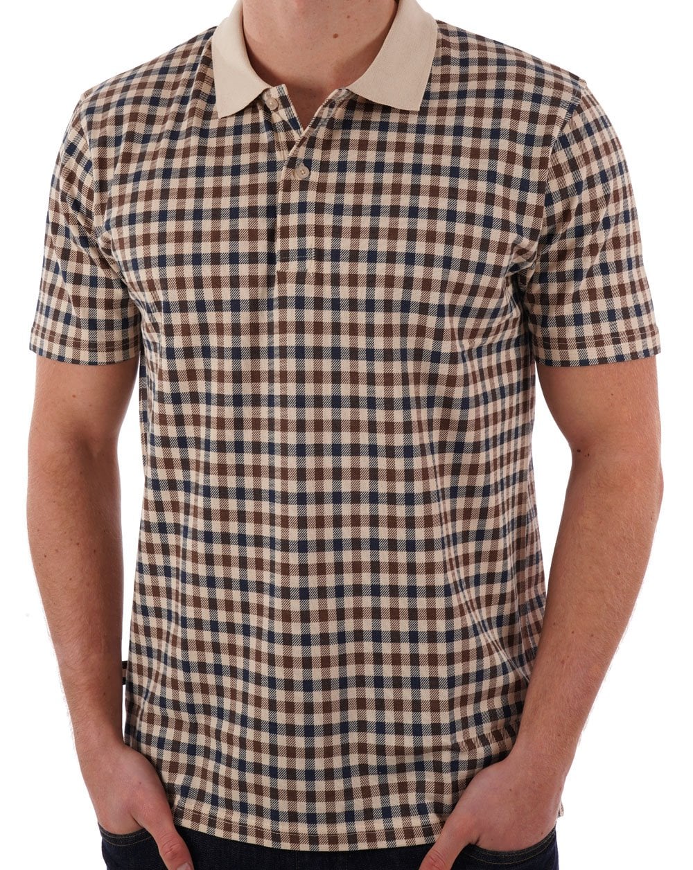 Aquascutum Club Check Polo Beige - Image 3