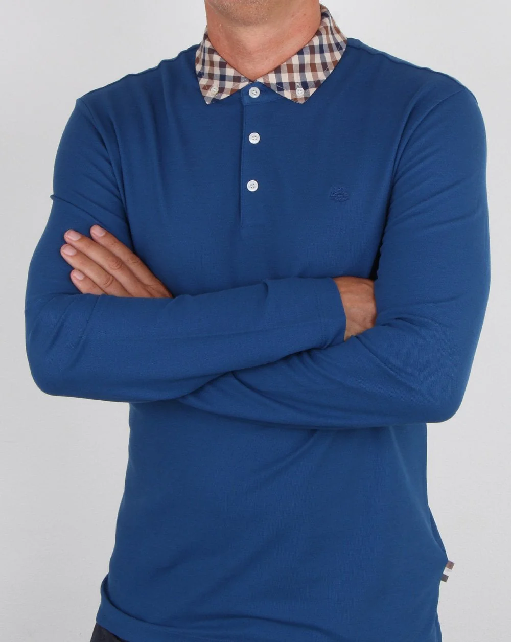 Aquascutum Coniston Cc Collar Ls Polo Blue - Image 3