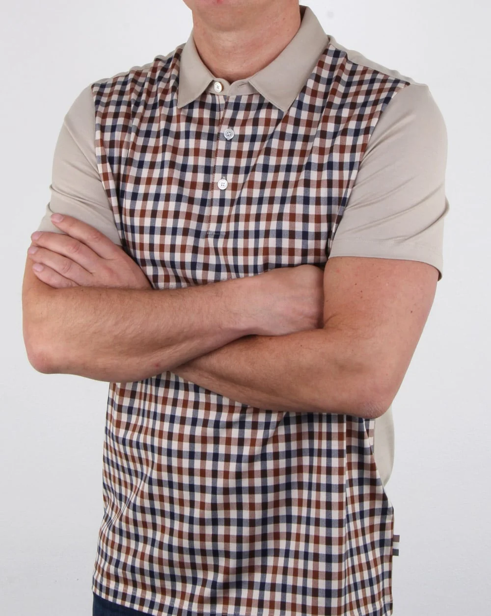 Aquascutum Dillon Club Check Polo Shirt classic vicuna - Image 3