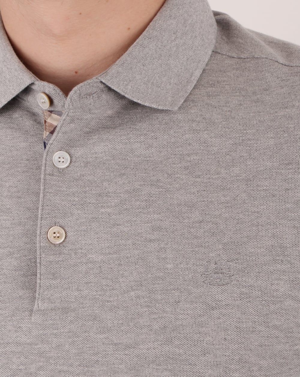 Aquascutum Hillington Long Sleeve Polo Shirt Grey - Image 2