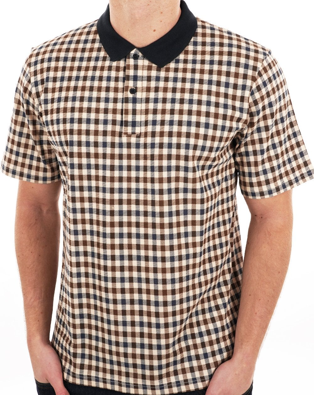 Aquascutum Iconic Club Check Polo Shirt Navy - Image 3