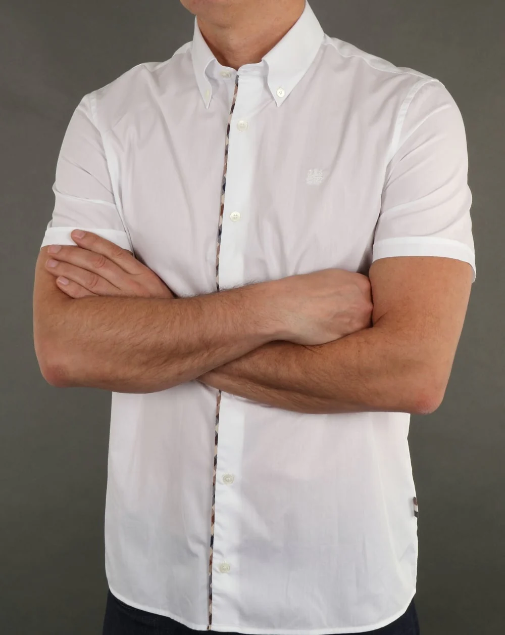 Aquascutum Kedge Check Trim Shirt White - Image 3