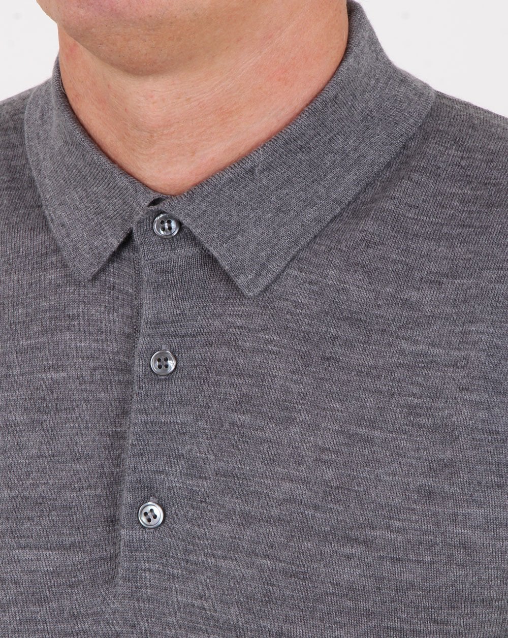 Aquascutum Kennington Long Sleeve Knitted Polo Grey Melange - Image 2