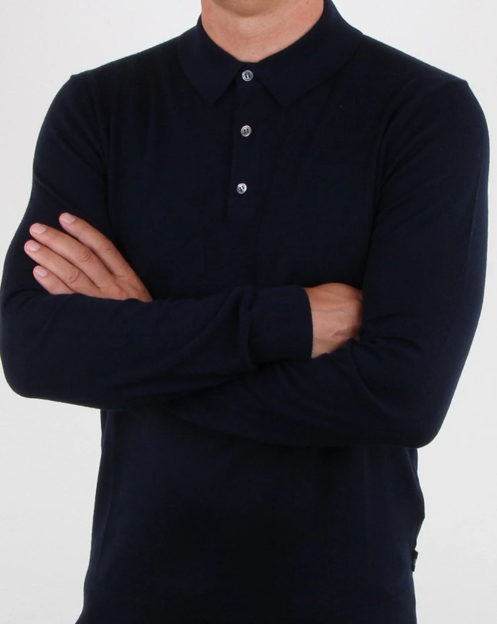 Aquascutum Kennington Long Sleeve Knitted Polo Navy - Image 3