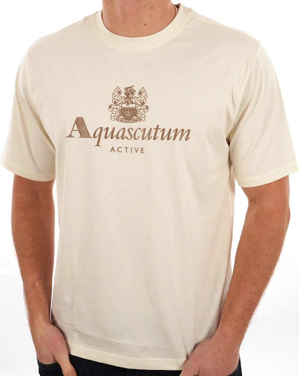 Aquascutum Large Logo T Shirt Off White - Image 2