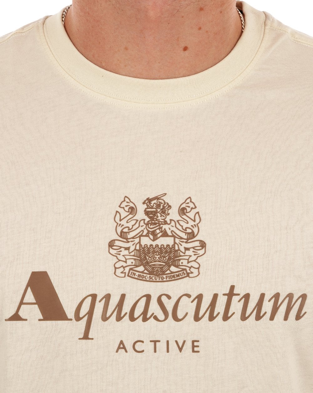 Aquascutum Large Logo T Shirt Off White - Image 3