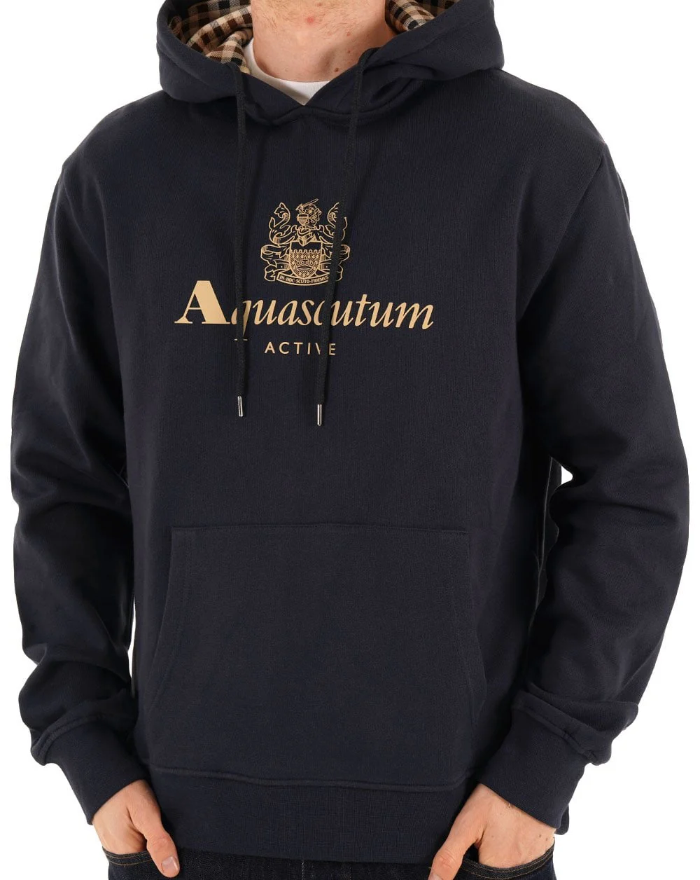 Aquascutum Logo Hoodie Navy - Image 2