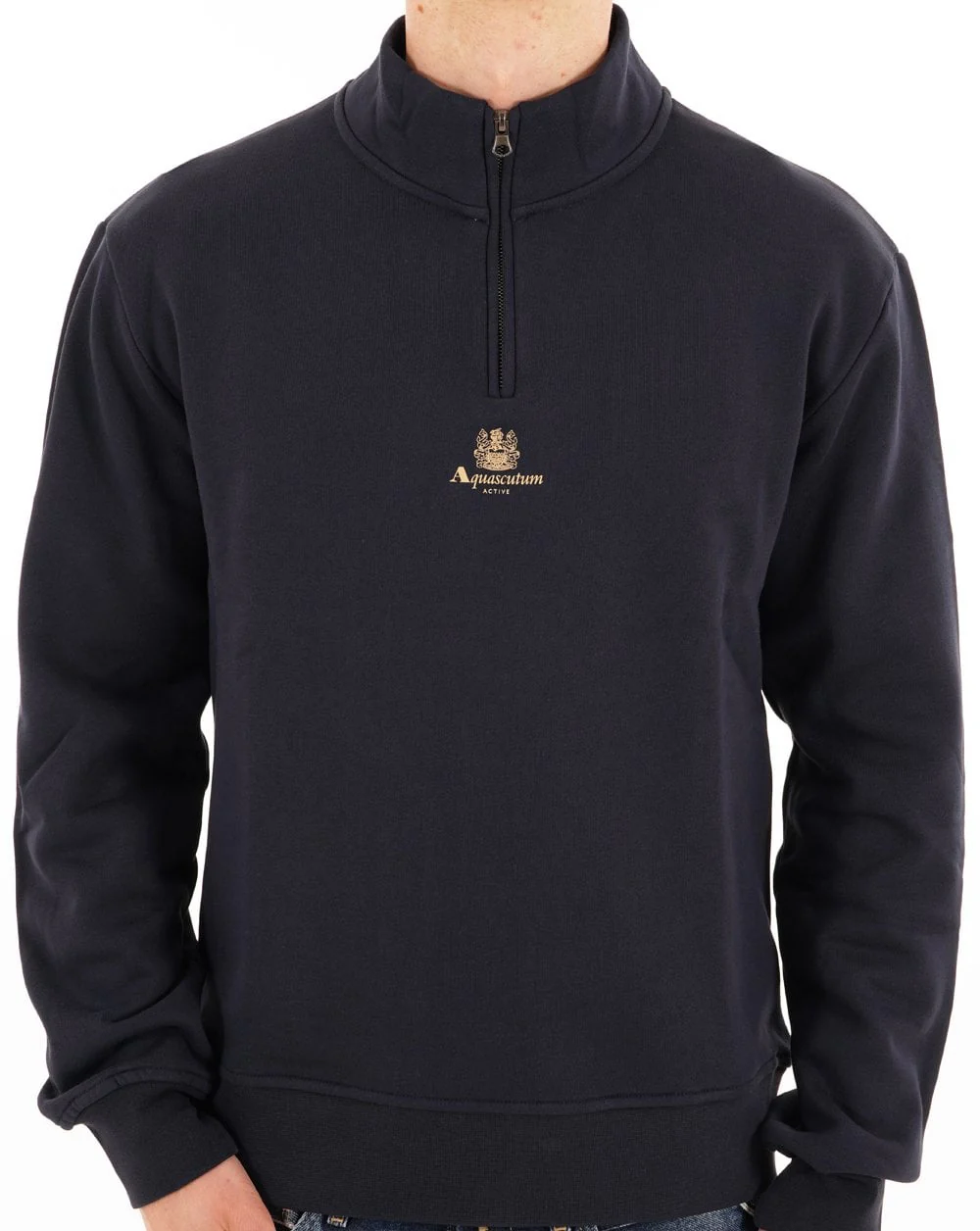 Aquascutum Logo Quarter Zip Fleece Navy - Image 2