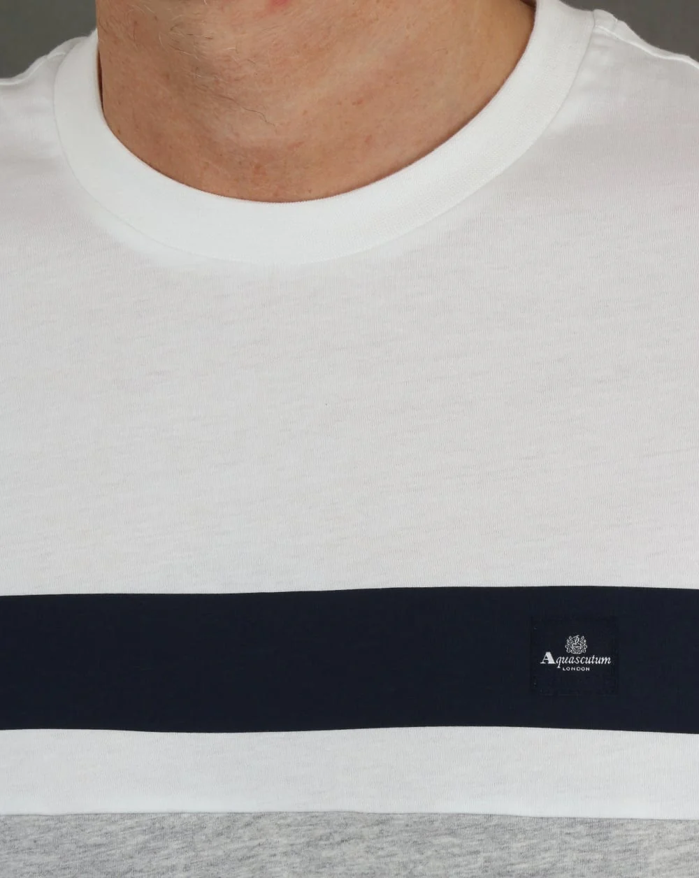 Aquascutum Roeburn Block Colour Stripe T Shirt White - Image 2