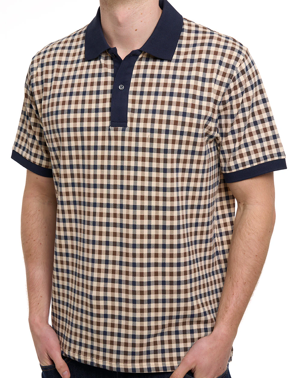 Aquascutum Pique Club Check Polo Navy - Image 2