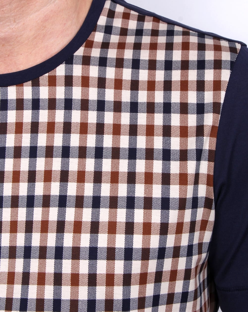 Aquascutum Thornton Club Check T Shirt Vicuna - Image 2