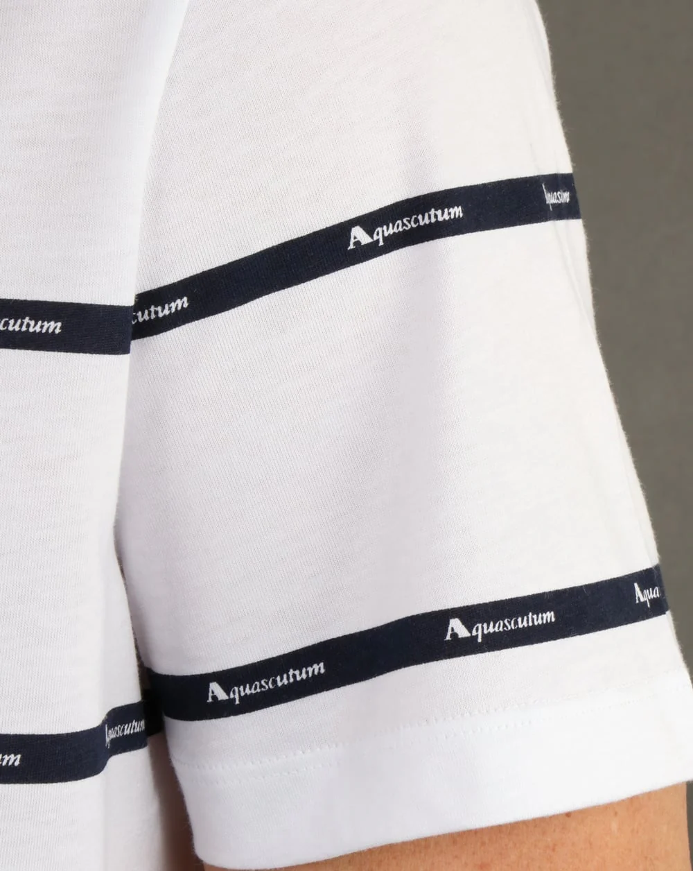 Aquascutum Whillan Aqua Stripe T Shirt White - Image 3