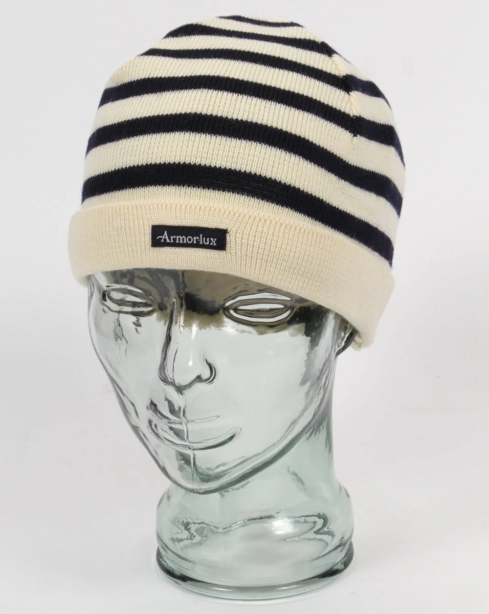 Armor-lux Striped Beanie Hat Nature/Navy