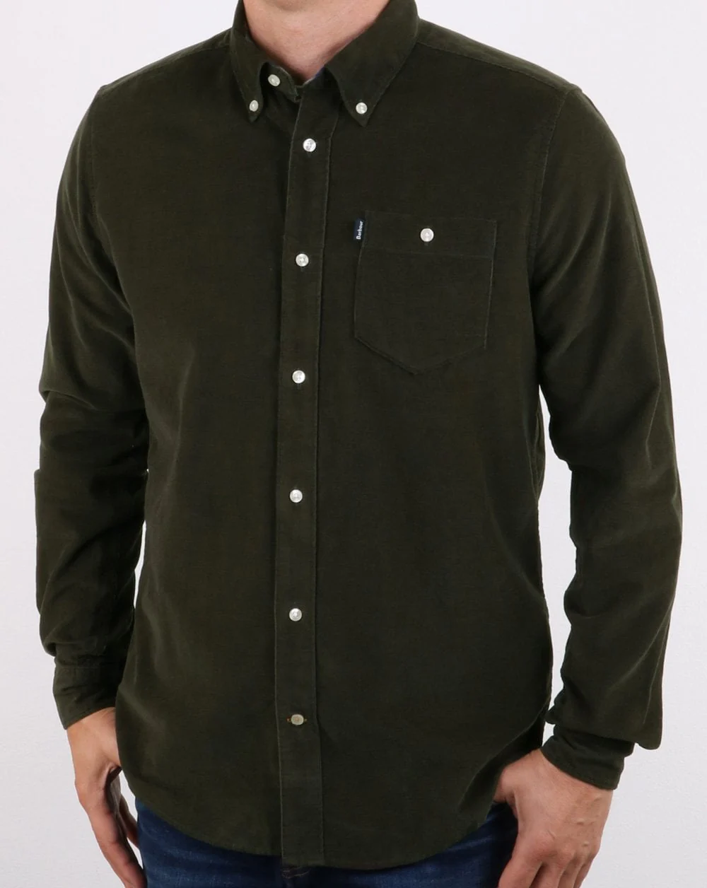 Barbour Ashwood Cord Shirt Forest Green