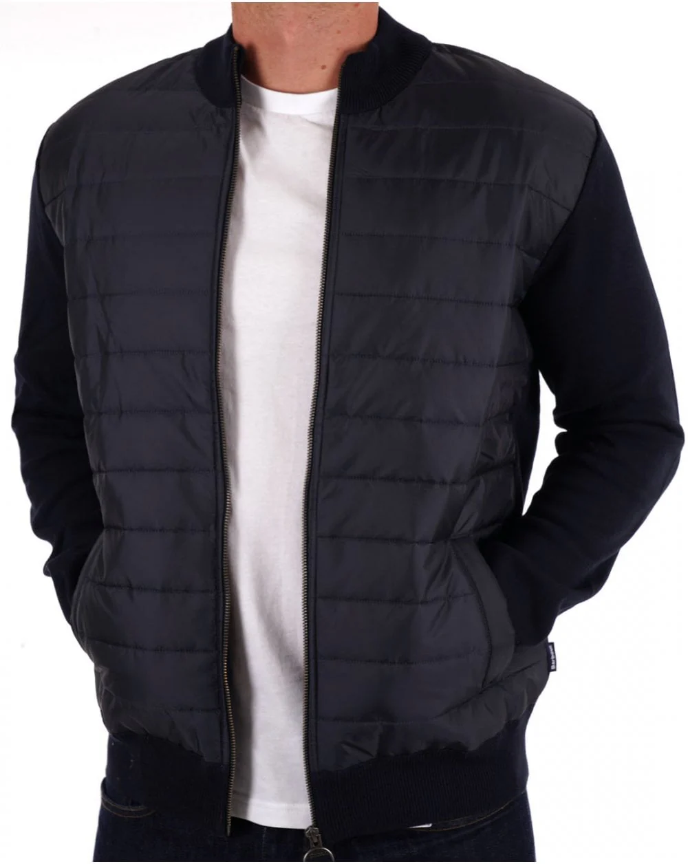 Barbour Baffle Zip Through Jacket Navy - Image 3