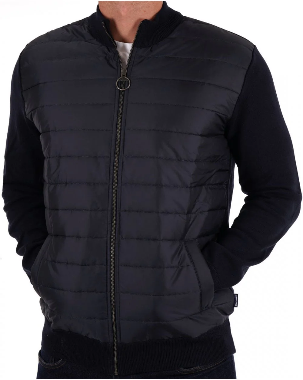 Barbour Baffle Zip Through Jacket Navy - Image 4