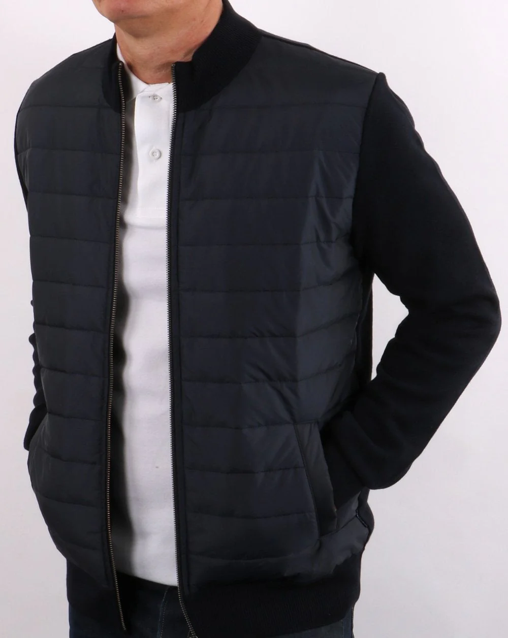 Barbour Baffle Zip Thru Navy - Image 4