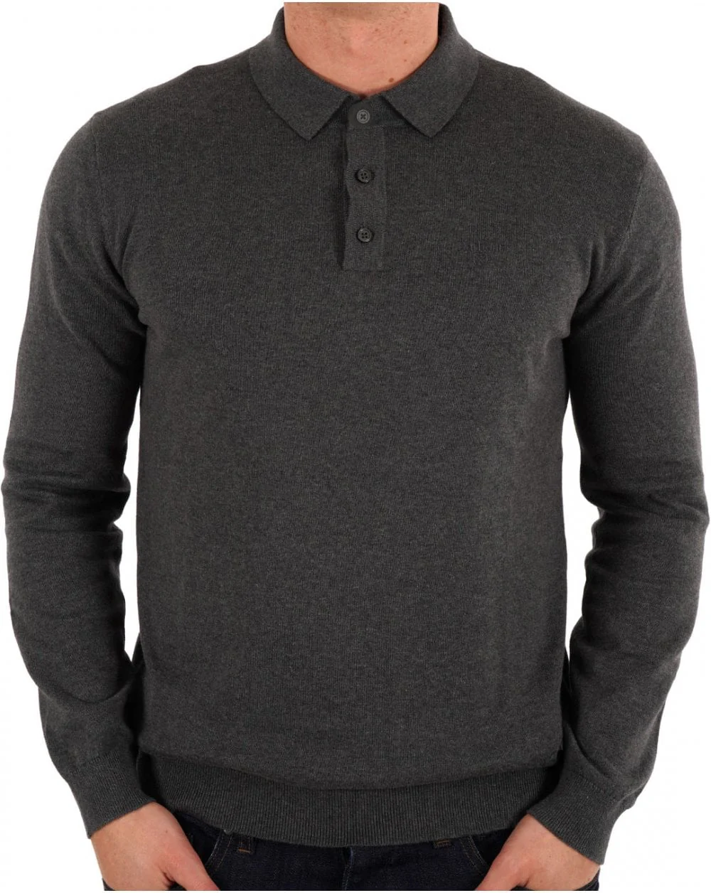 Barbour Bassington Knitted LS Polo Charcoal