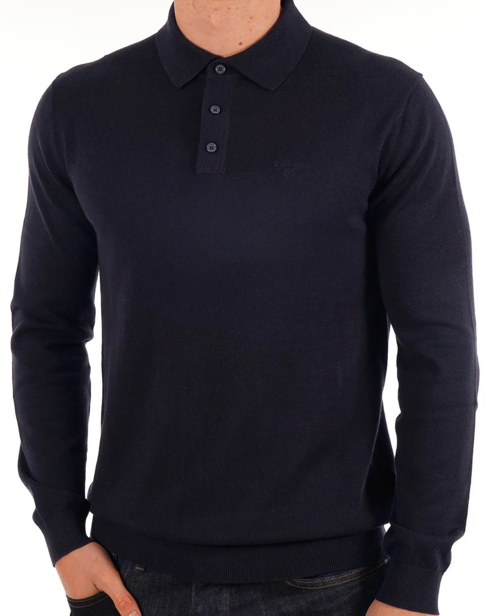 Barbour Bassington Knitted LS Polo Dark Navy