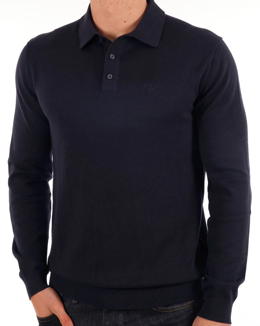 Barbour Bassington Knitted LS Polo Dark Navy - Image 3