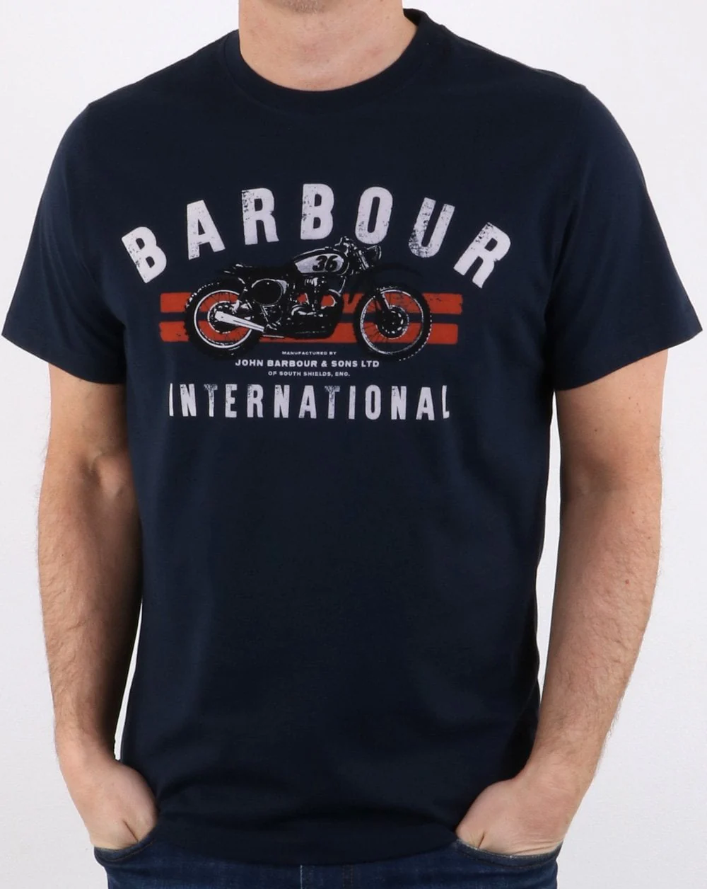 Barbour Bike Stripes Tee Navy - Image 2