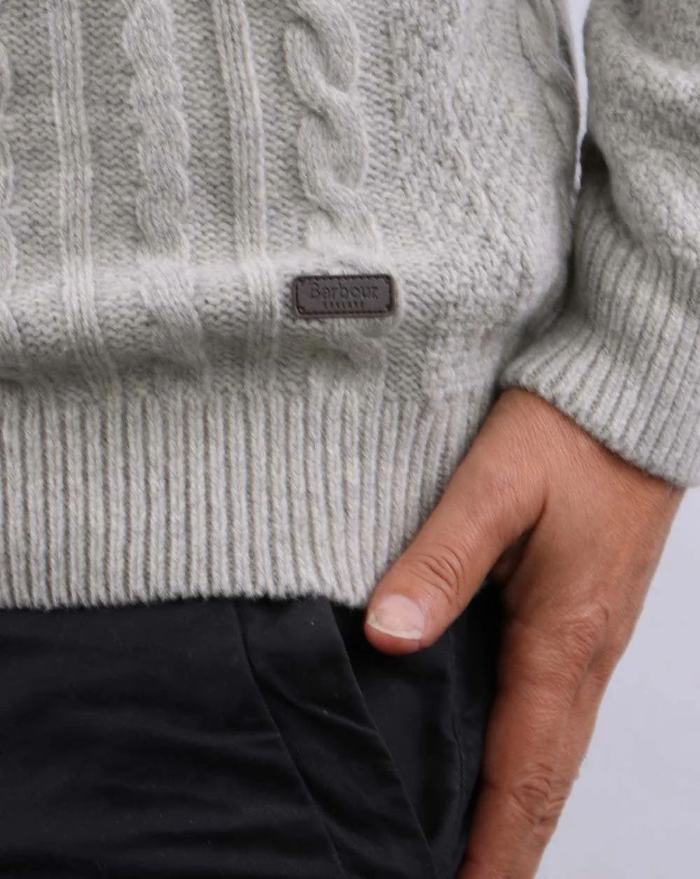 Barbour Cable Crew Neck Grey Marl - Image 4