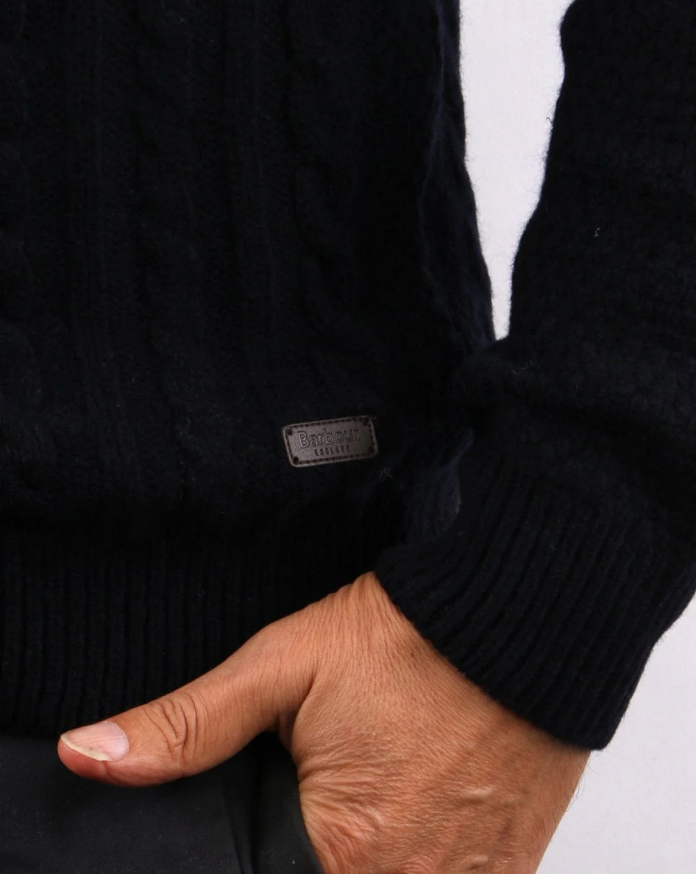 Barbour Cable Crew Neck Navy - Image 3