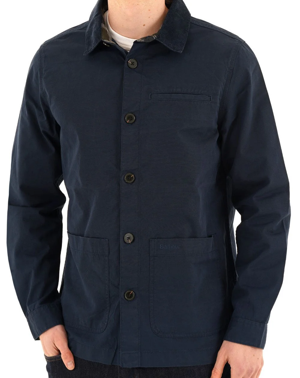 Barbour Cord Collar Overshirt Navy - Image 4