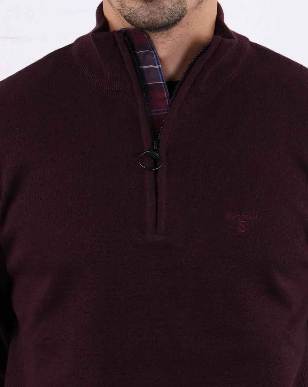 Barbour Half Zip Jumper Burgundy - Image 4