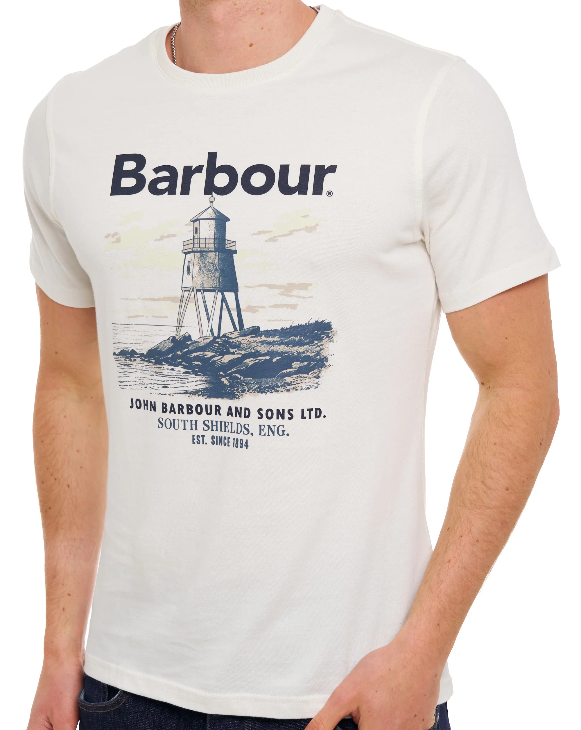 Barbour Harbourside Graphic T Shirt Whisper White - Image 2