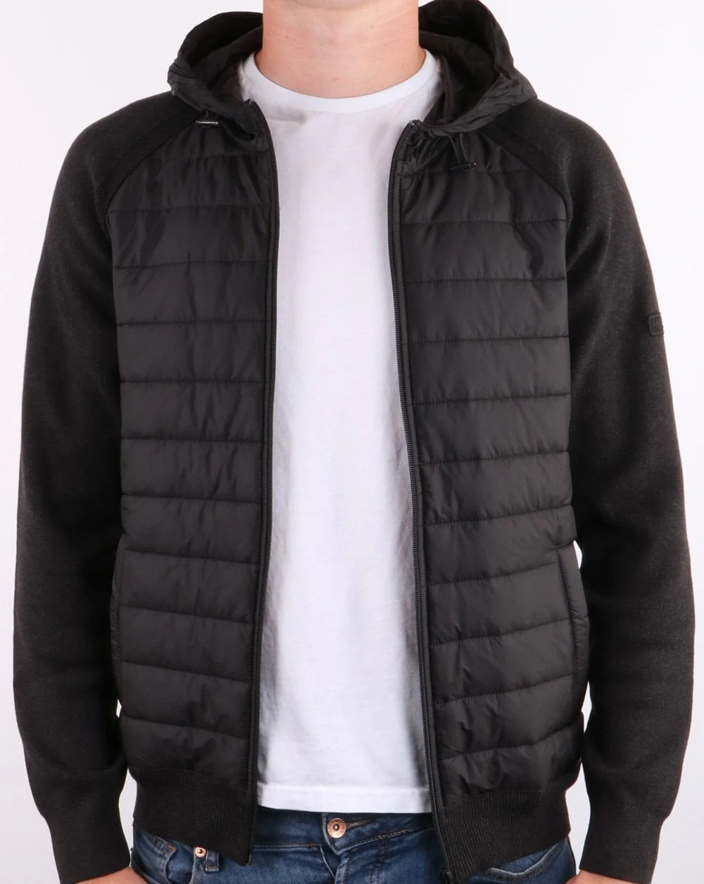 Barbour International Albie Baffle Hoodie Black Marl - Image 4