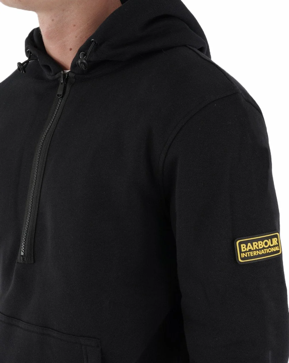 Barbour International Badge Half Zip Hoody Black - Image 2