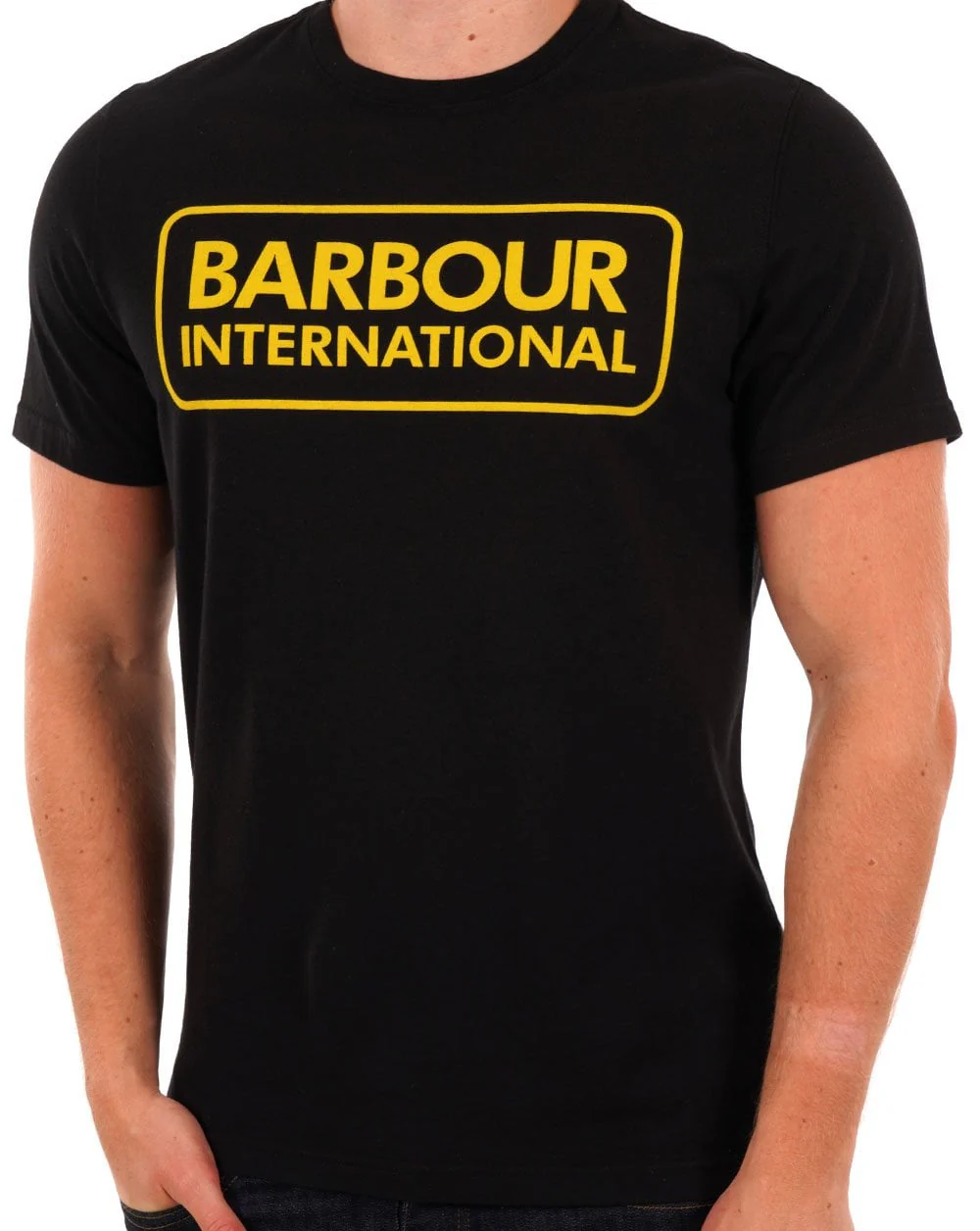 Barbour International Block Logo T-shirt Black - Gold - Image 2
