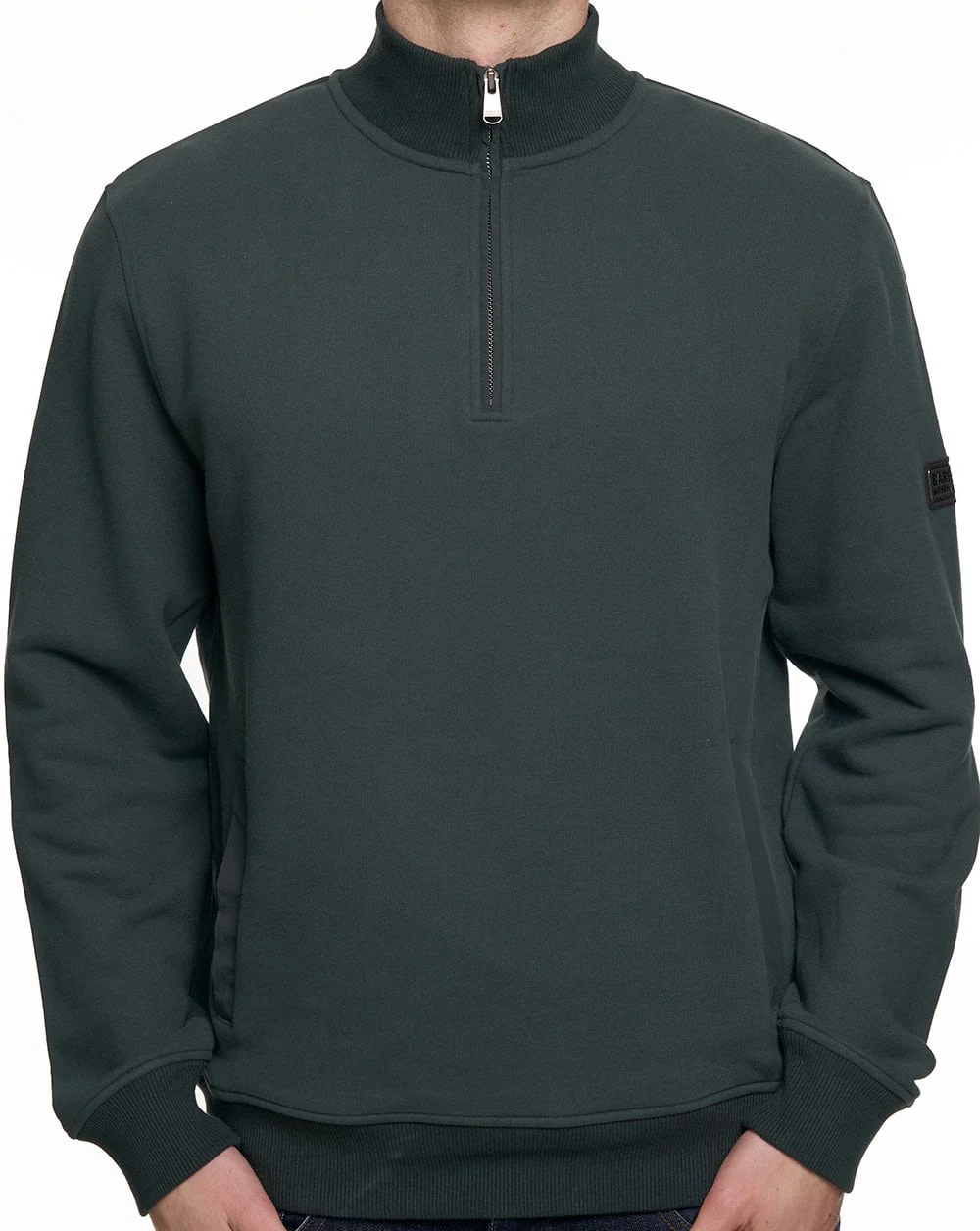 Barbour International Ehan Half Zip Sweatshirt Forest Green - Image 2
