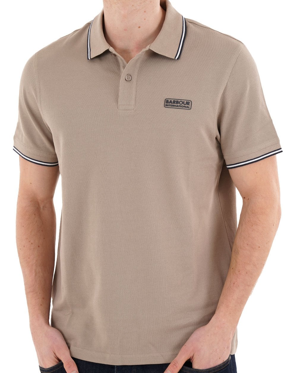 Barbour International Evan Tipped Polo Shirt Concrete - Image 3