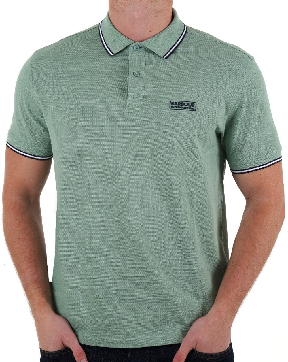 Barbour International Evan Tipped Polo Shirt Granite Green