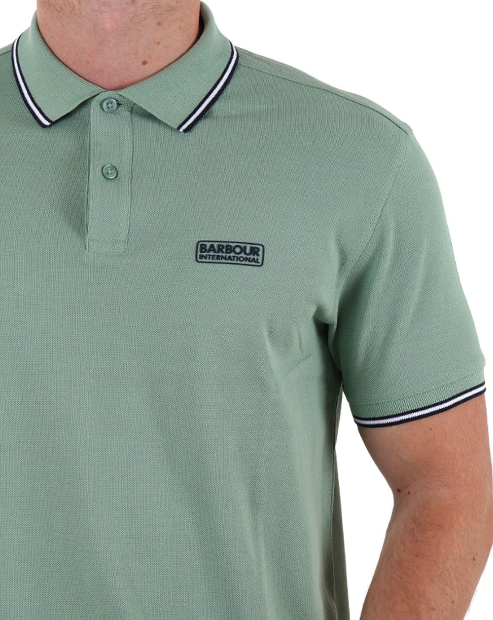 Barbour International Evan Tipped Polo Shirt Granite Green - Image 2
