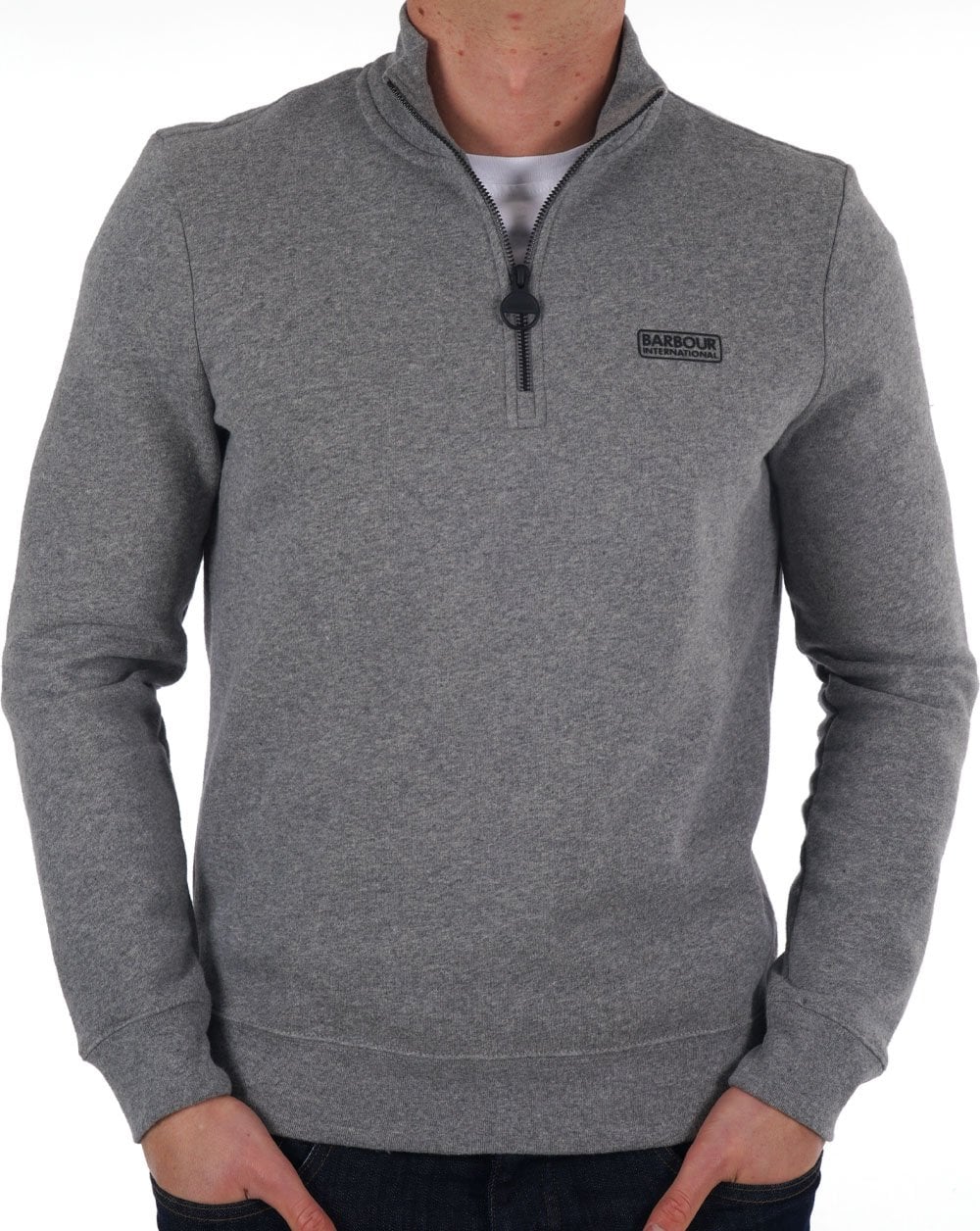 Barbour International Half Zip Sweatshirt Grey Marl - Image 3