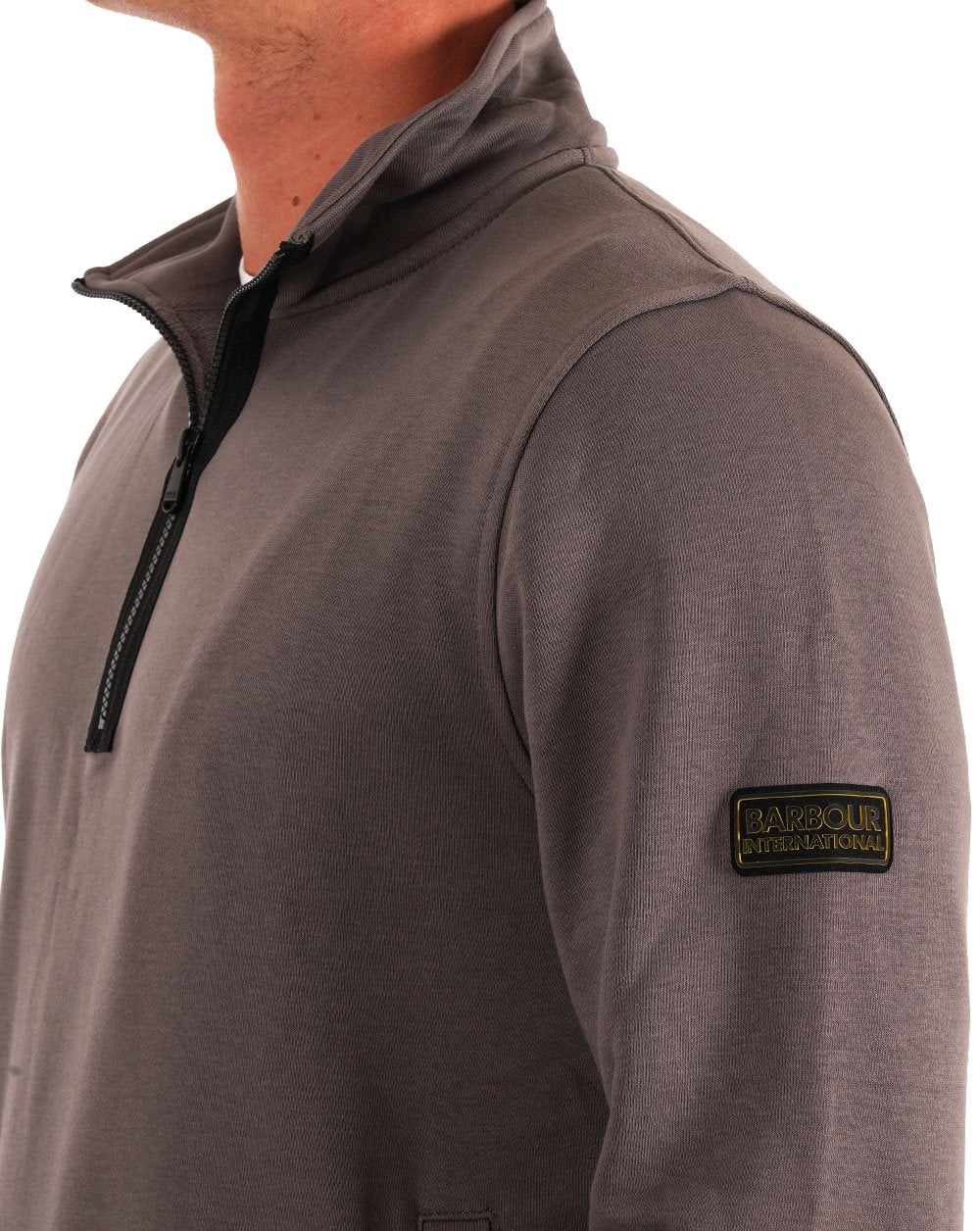 Barbour International Outline Funnel Neck Sweatshirt Plum Grey - Image 2