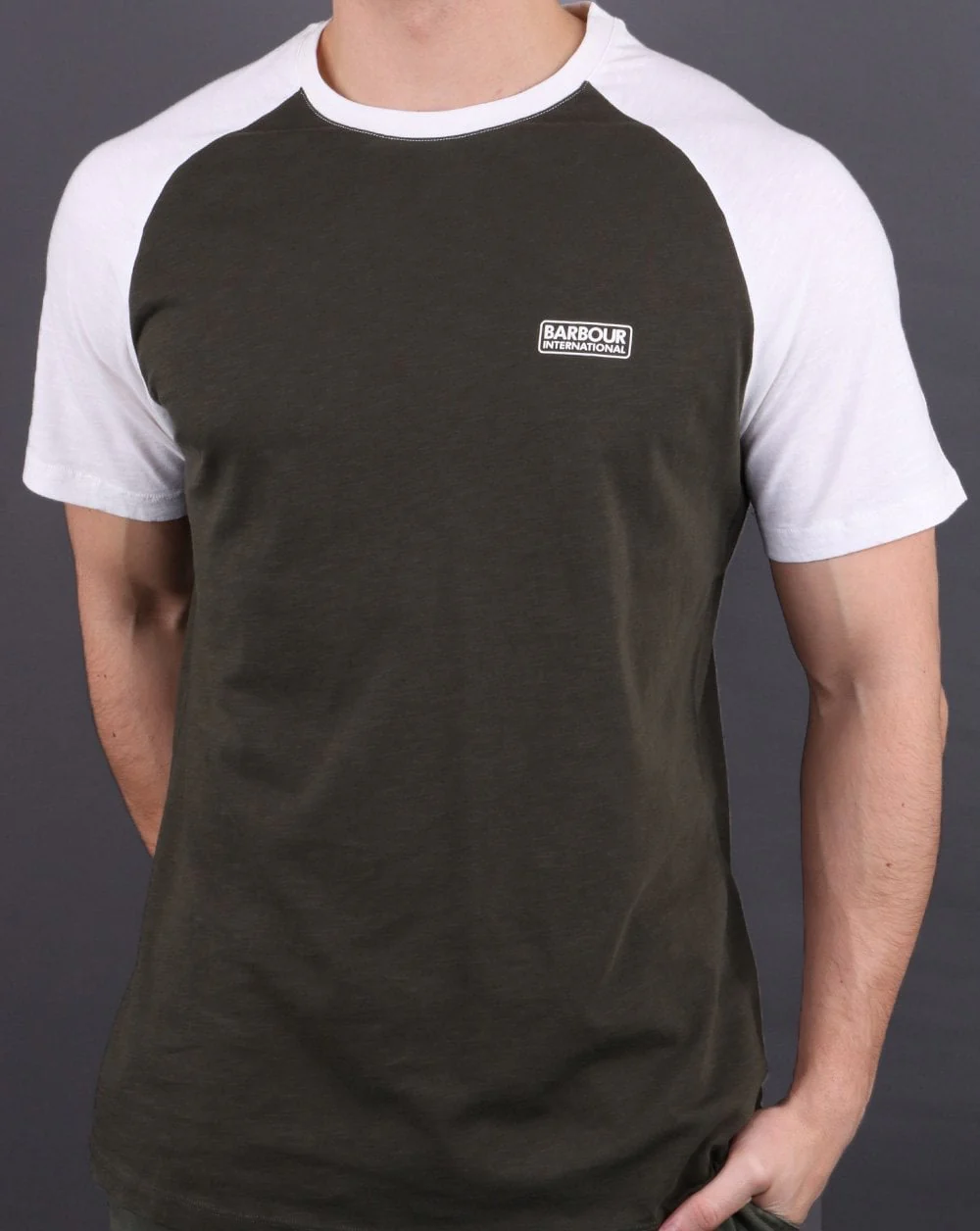 Barbour International Rivet Raglan Tee Green - Image 2