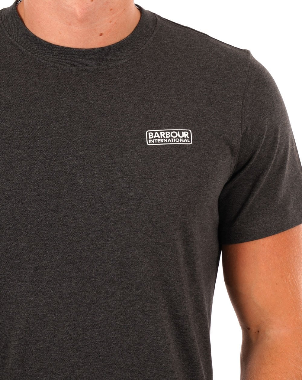 Barbour International Small Logo T-shirt Asphalt Marl - Image 2