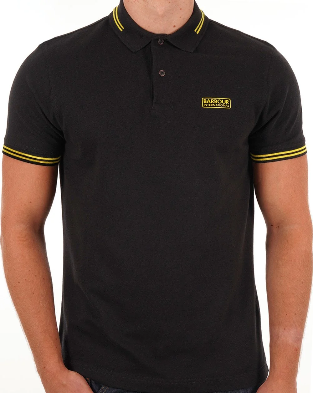 Barbour International Tipped Polo Black - Image 3