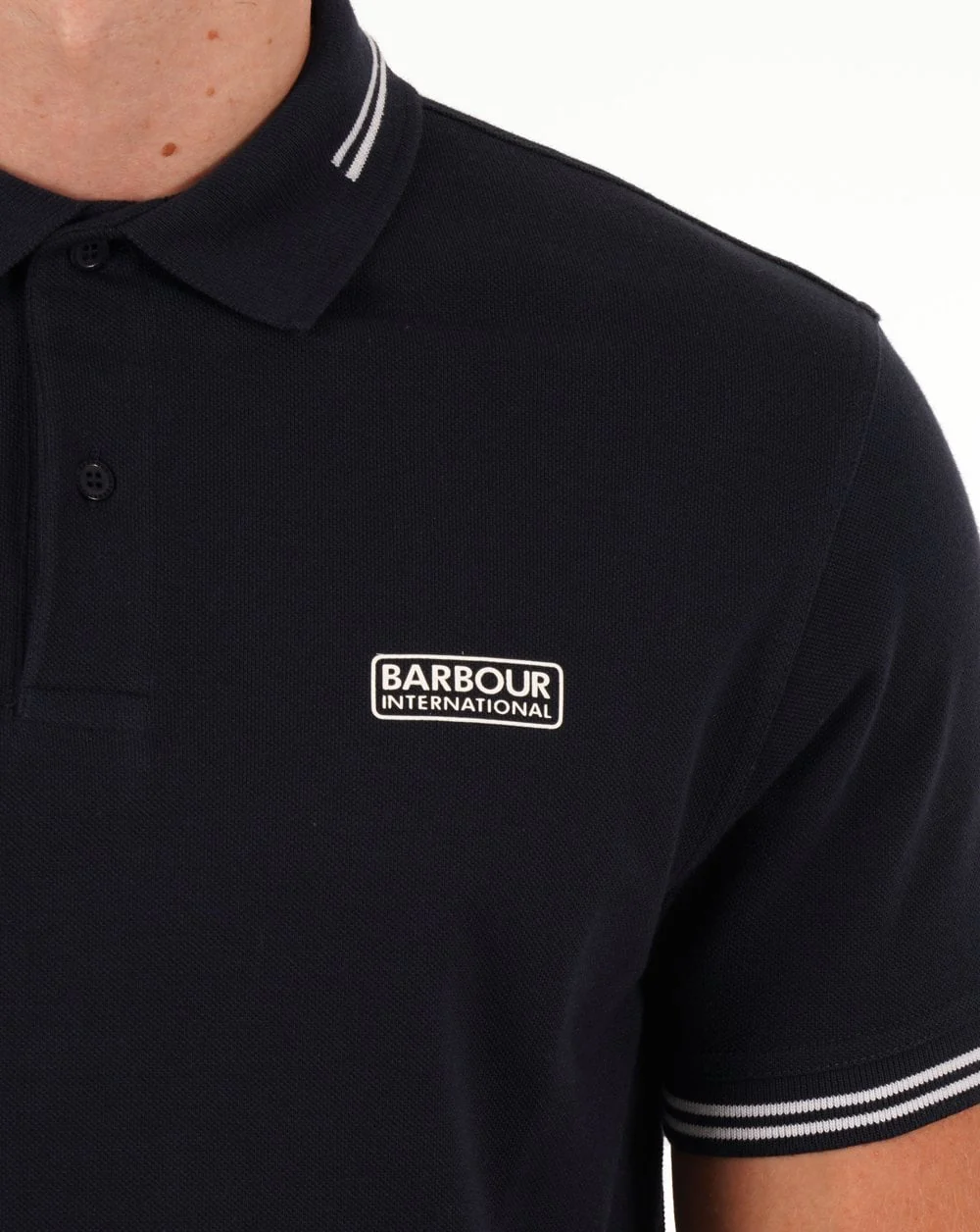 Barbour International Tipped Polo Navy/white - Image 2